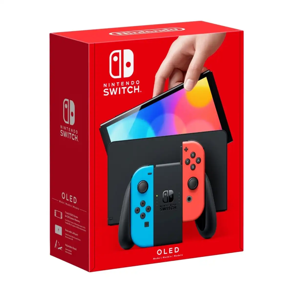 Nintendo Switch OLED pelikonsoli neonpunainen/neonsininen