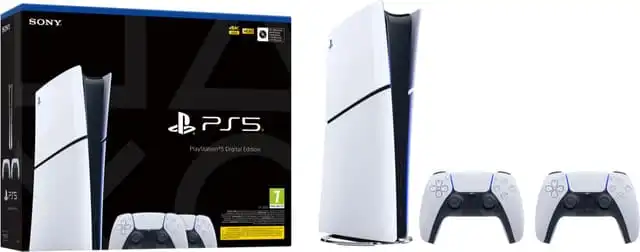 PlayStation 5 Slim Digital Edition pelikonsoli (2 ohjaimen pakkaus) 825 GB